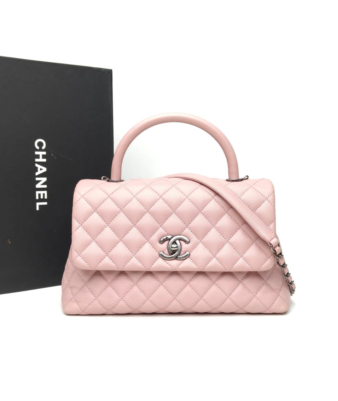 CHANEL Розовая кожаная сумка с короткими ручками, фото 9