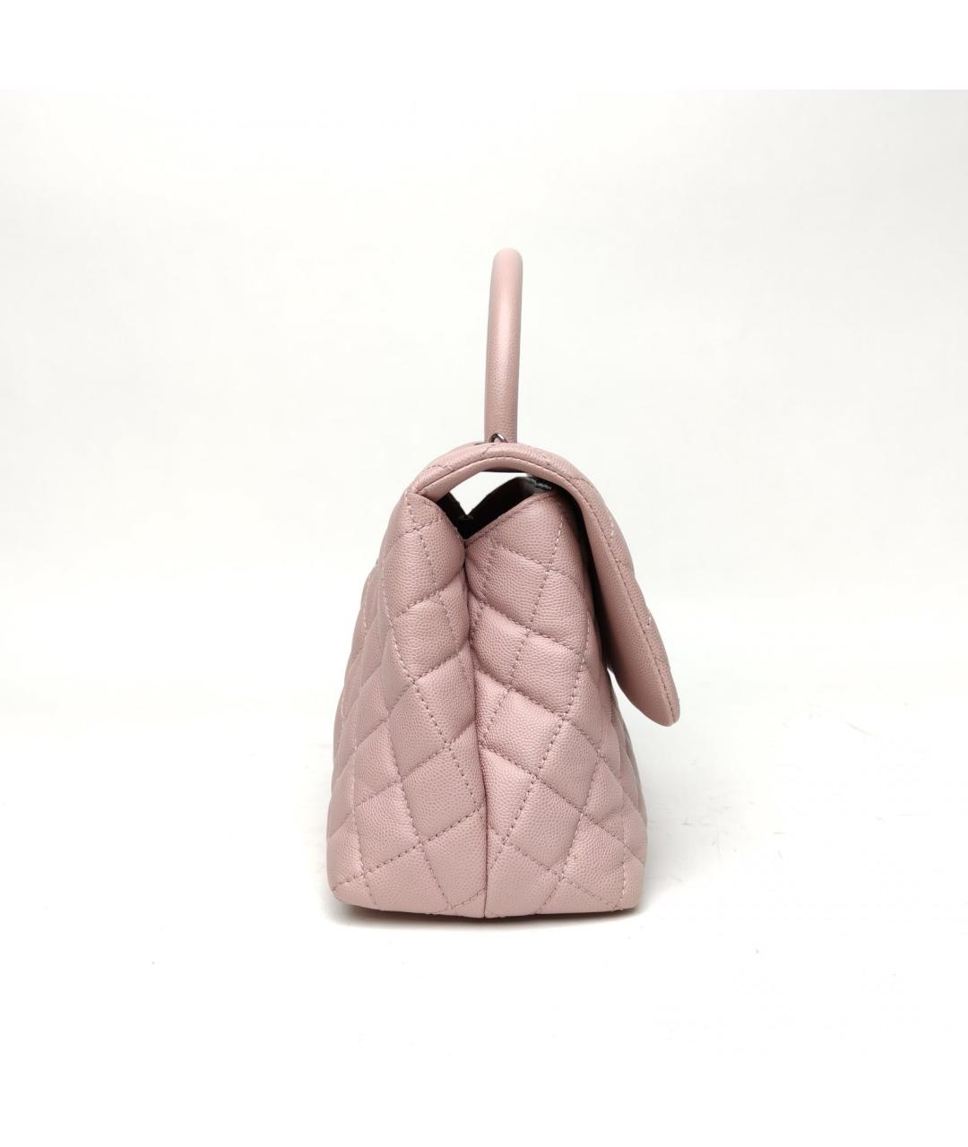 CHANEL Розовая кожаная сумка с короткими ручками, фото 5