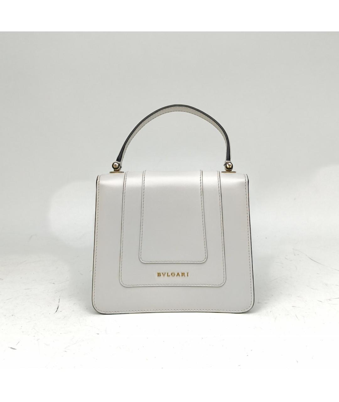 BVLGARI Белая кожаная сумка с короткими ручками, фото 4