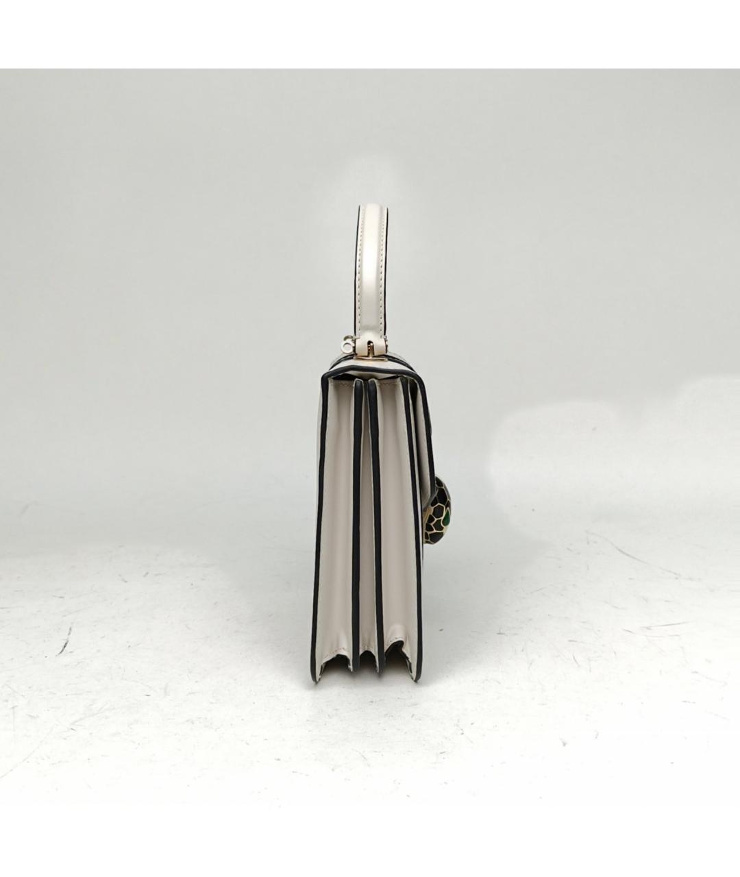 BVLGARI Белая кожаная сумка с короткими ручками, фото 5