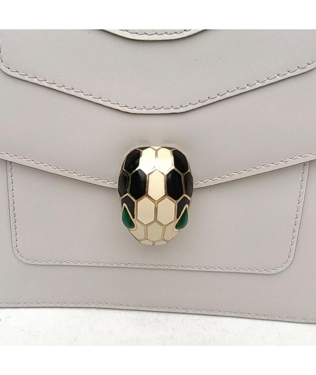 BVLGARI Белая кожаная сумка с короткими ручками, фото 8