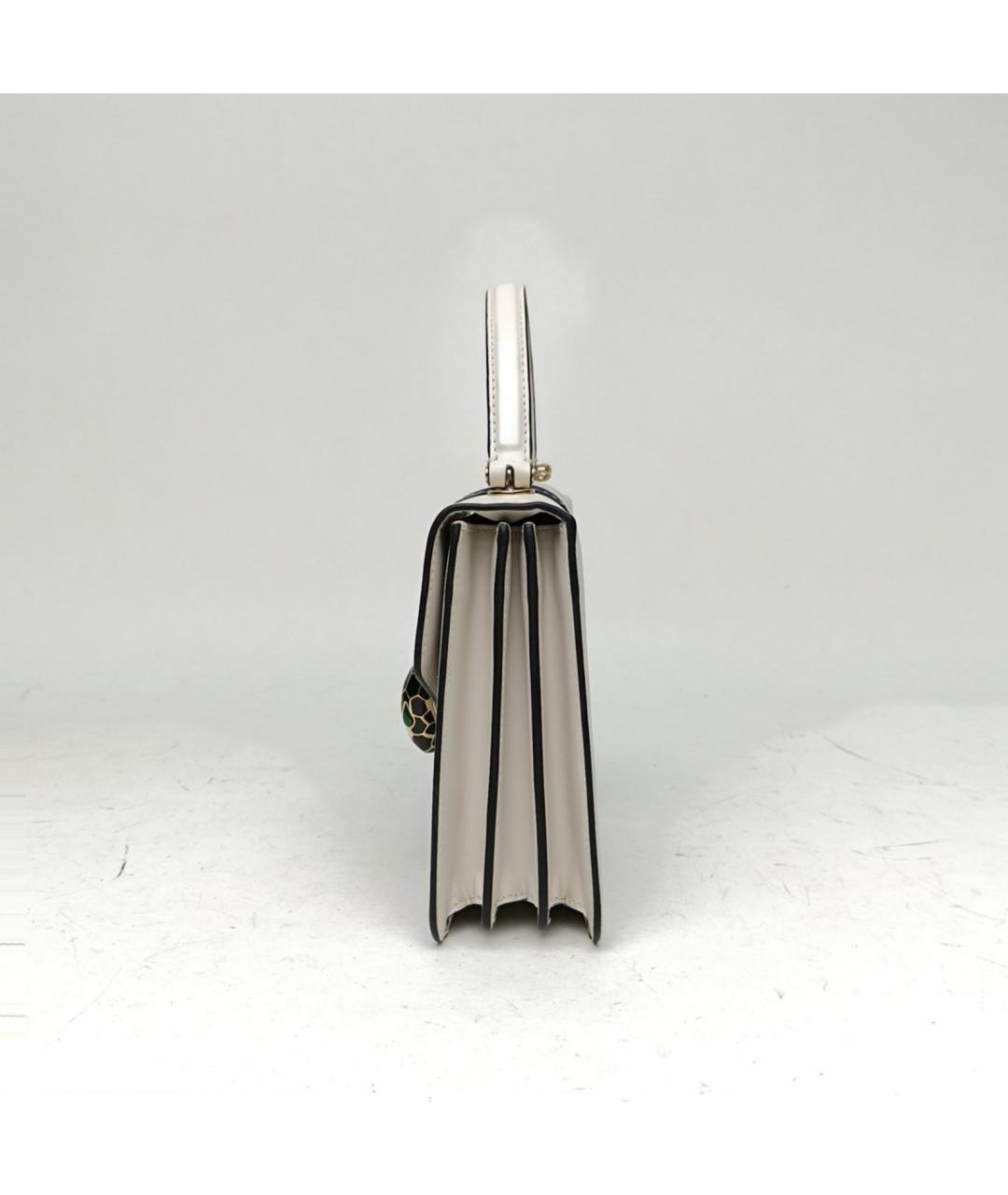 BVLGARI Белая кожаная сумка с короткими ручками, фото 3