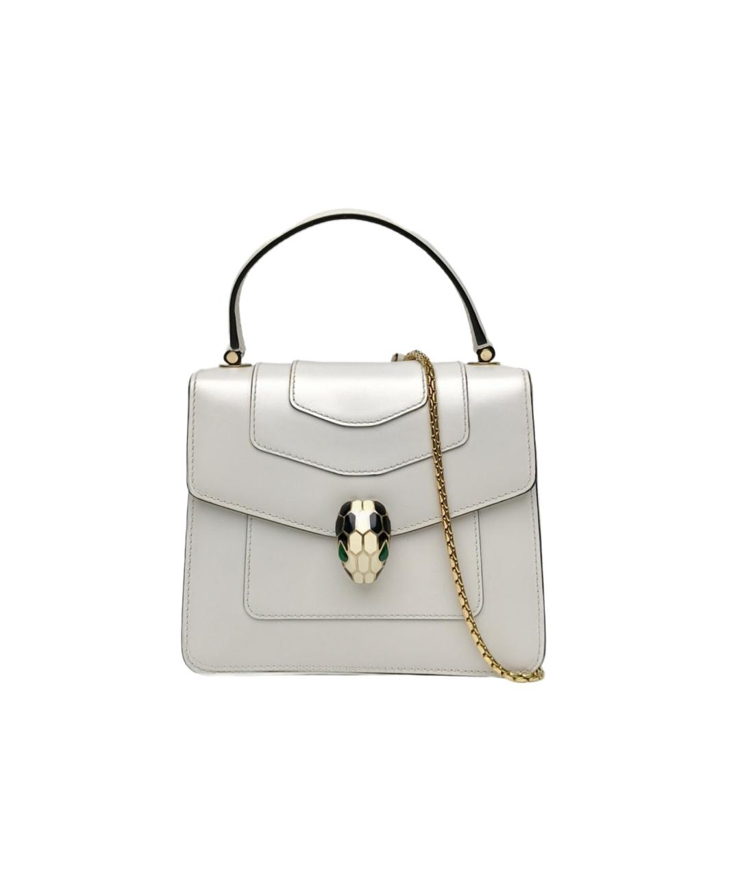 BVLGARI Белая кожаная сумка с короткими ручками, фото 10