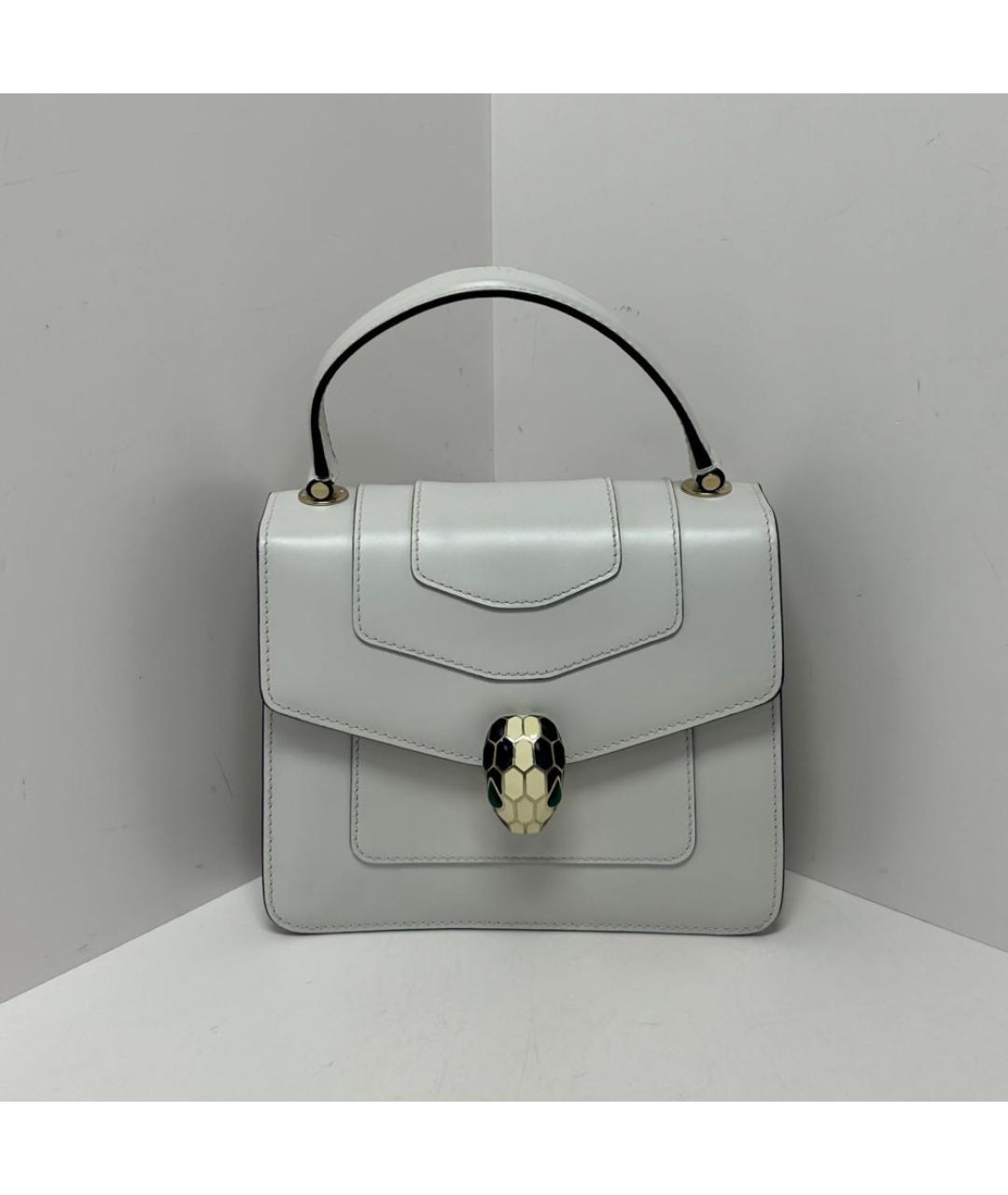 BVLGARI Белая кожаная сумка с короткими ручками, фото 9
