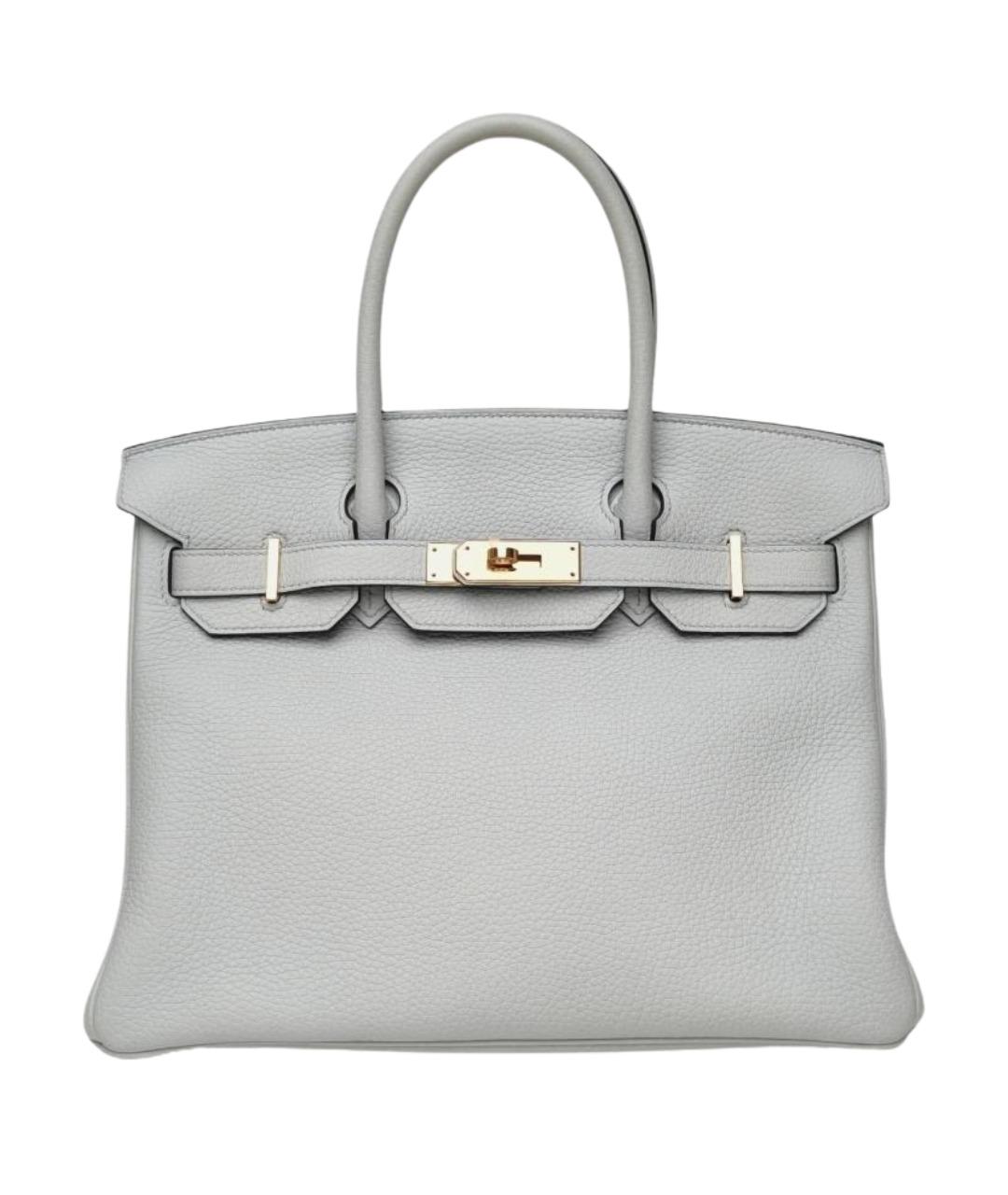 HERMES Серая кожаная сумка с короткими ручками, фото 1