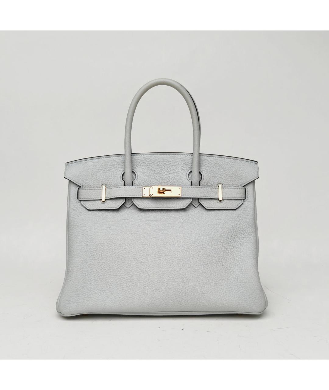 HERMES Серая кожаная сумка с короткими ручками, фото 2