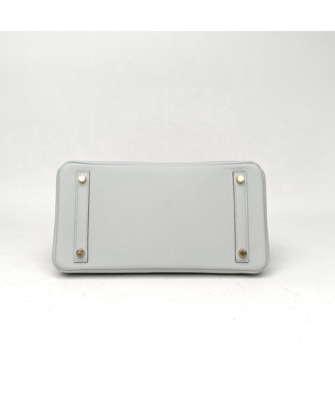 HERMES Серая кожаная сумка с короткими ручками, фото 6