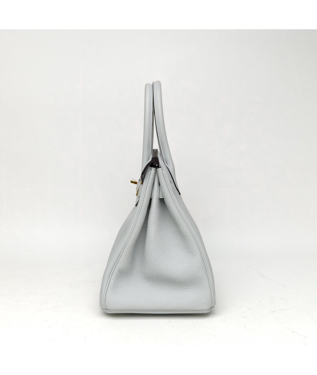 HERMES Серая кожаная сумка с короткими ручками, фото 5