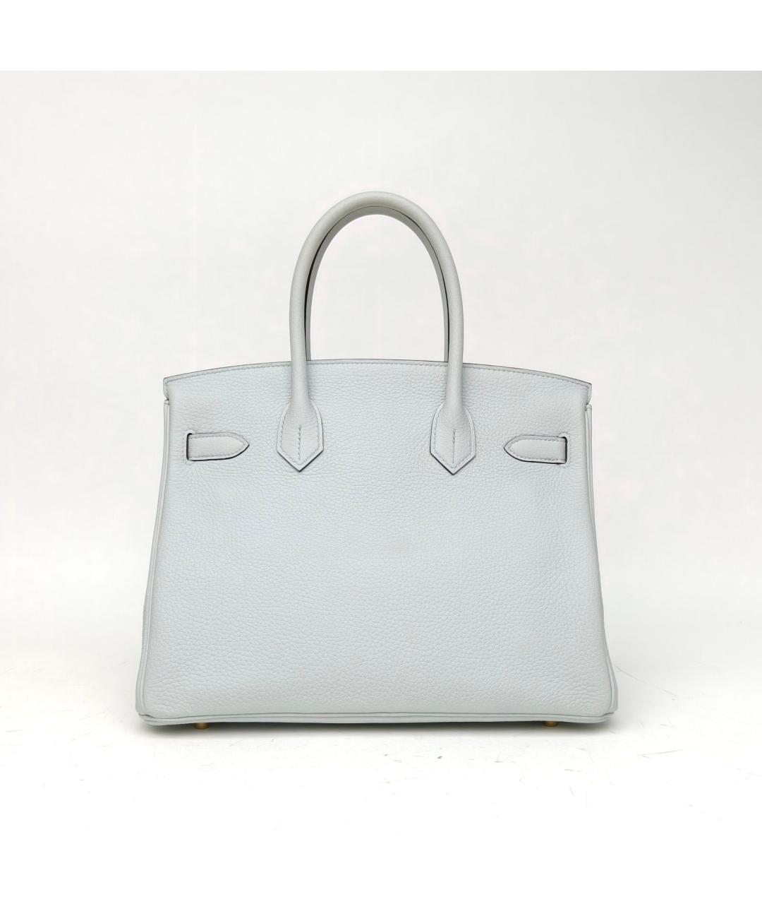 HERMES Серая кожаная сумка с короткими ручками, фото 4