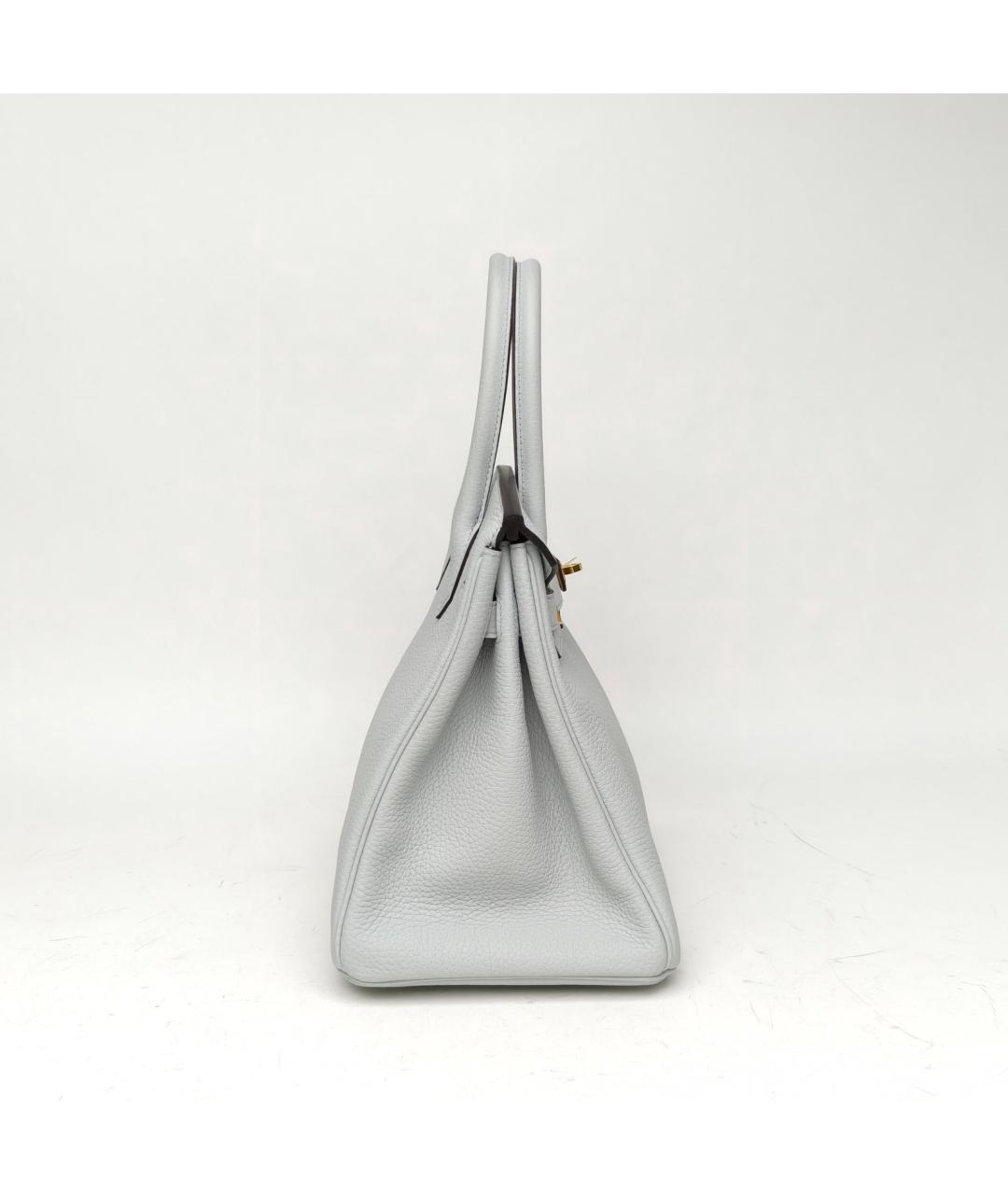 HERMES Серая кожаная сумка с короткими ручками, фото 3