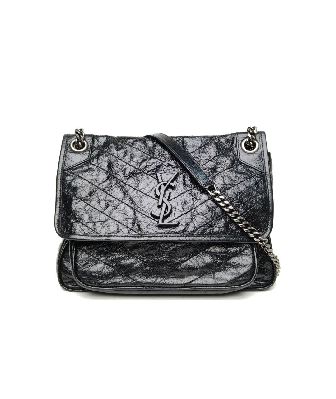 SAINT LAURENT Черная кожаная сумка через плечо, фото 2