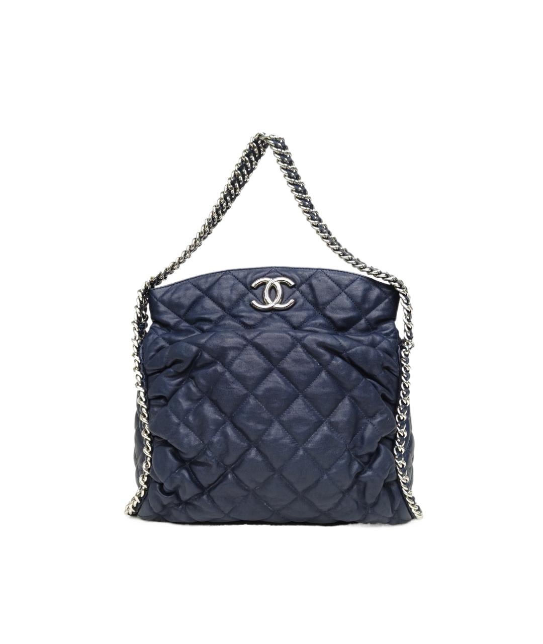 CHANEL Синяя кожаная сумка через плечо, фото 9