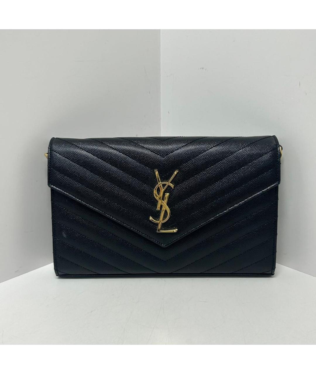 SAINT LAURENT Черная кожаная сумка через плечо, фото 9