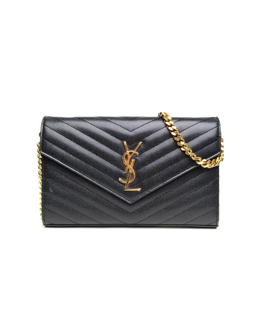 SAINT LAURENT Черная кожаная сумка через плечо, фото 2