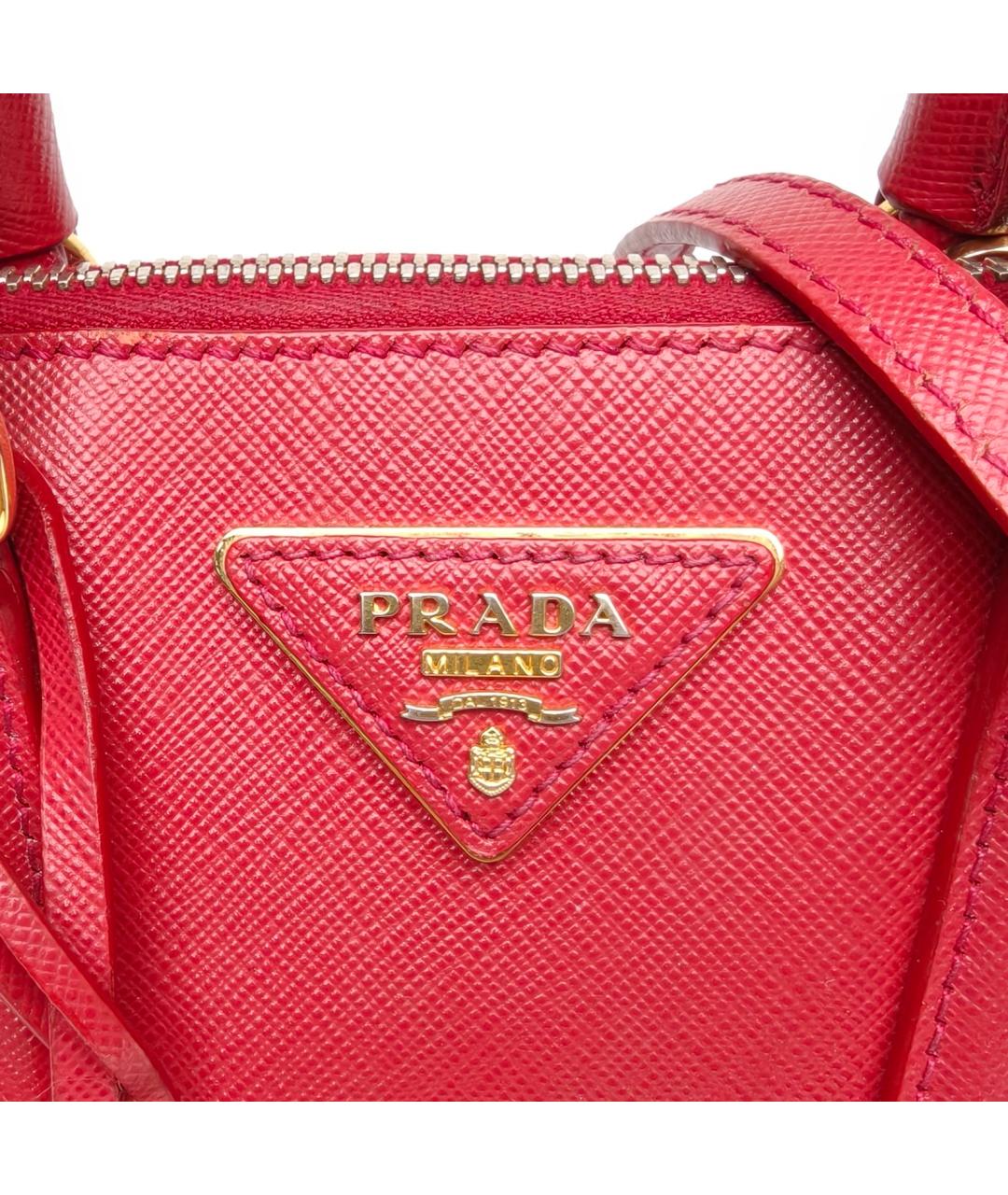 PRADA Красная кожаная сумка с короткими ручками, фото 7
