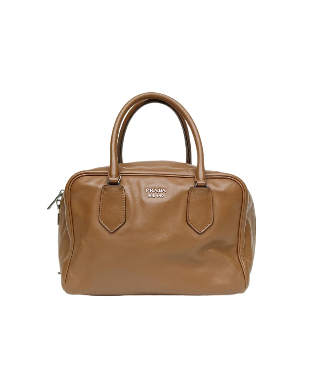 PRADA Коричневая кожаная сумка с короткими ручками, фото 10