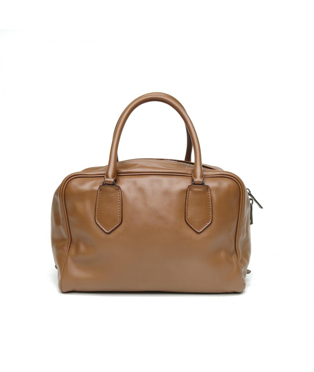 PRADA Коричневая кожаная сумка с короткими ручками, фото 4