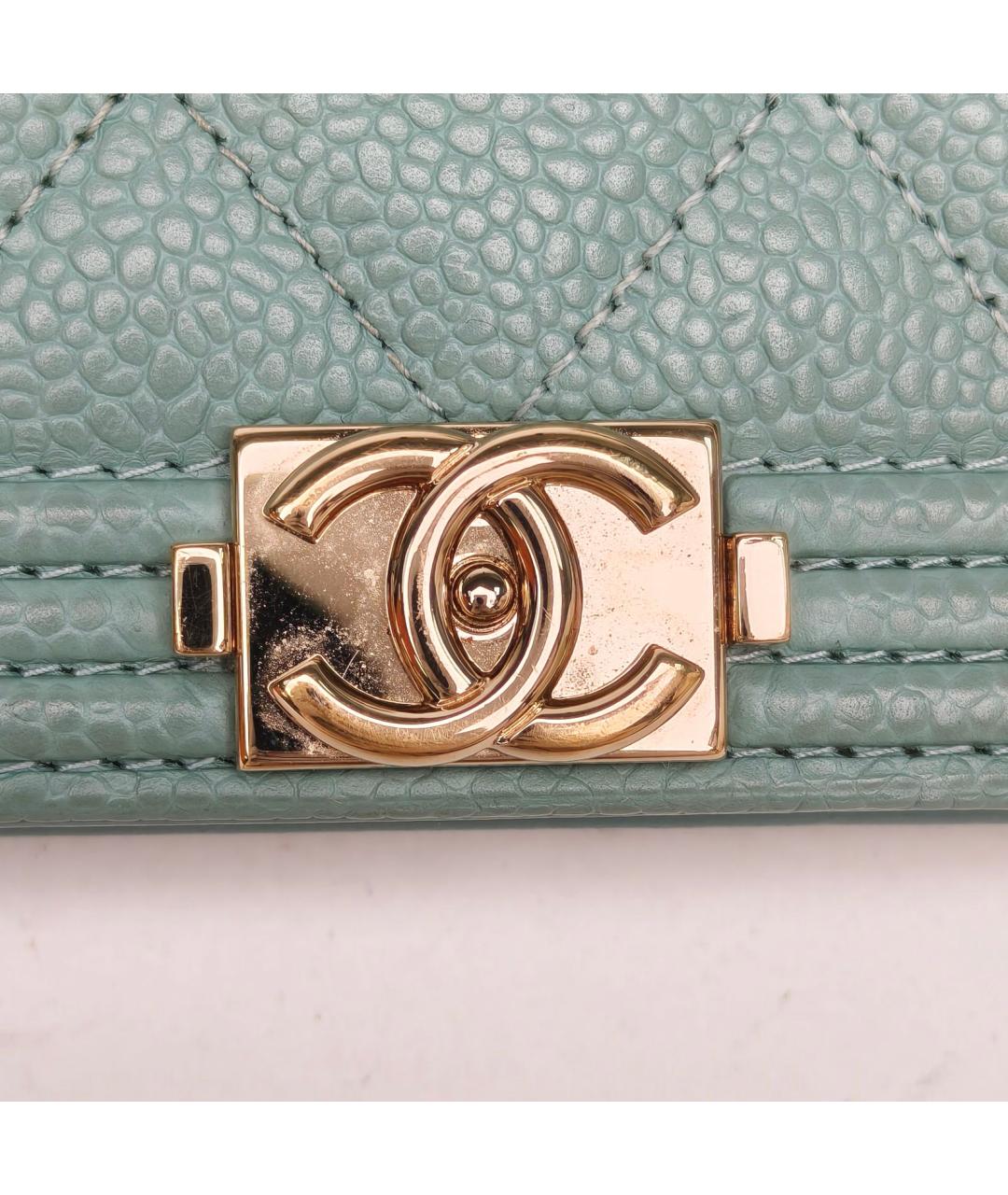 CHANEL Бирюзовая кожаная сумка через плечо, фото 8