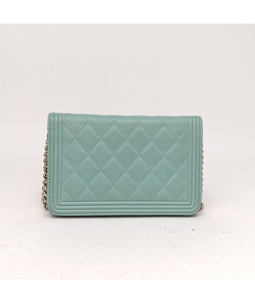 CHANEL Бирюзовая кожаная сумка через плечо, фото 4