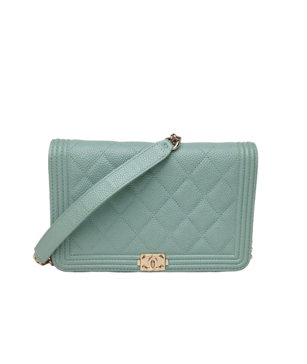 CHANEL Бирюзовая кожаная сумка через плечо, фото 1