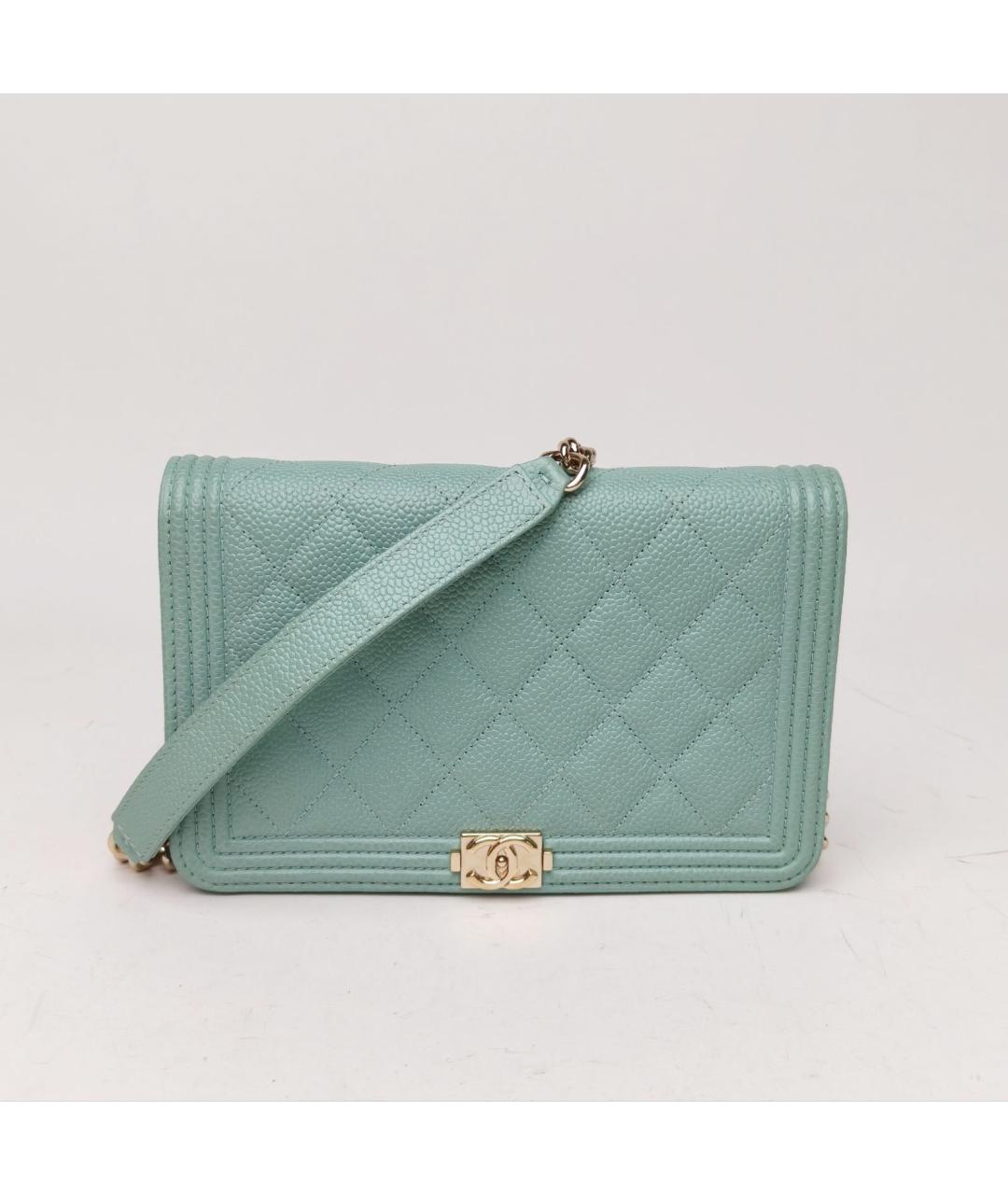 CHANEL Бирюзовая кожаная сумка через плечо, фото 2