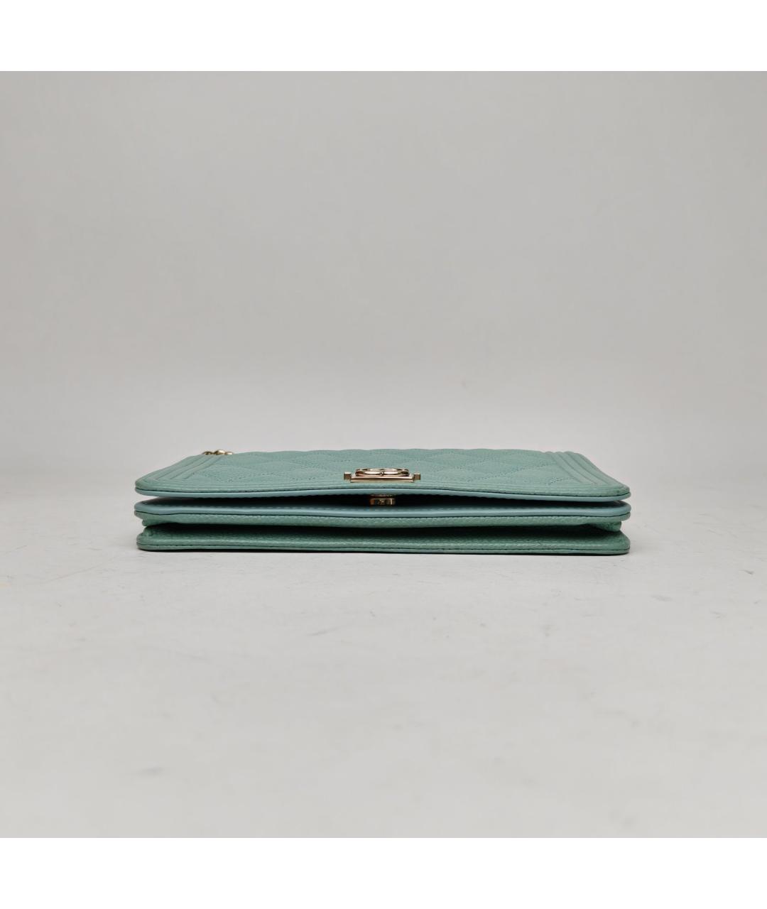 CHANEL Бирюзовая кожаная сумка через плечо, фото 6