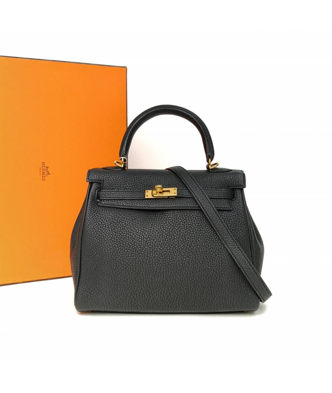 HERMES Черная кожаная сумка с короткими ручками, фото 9