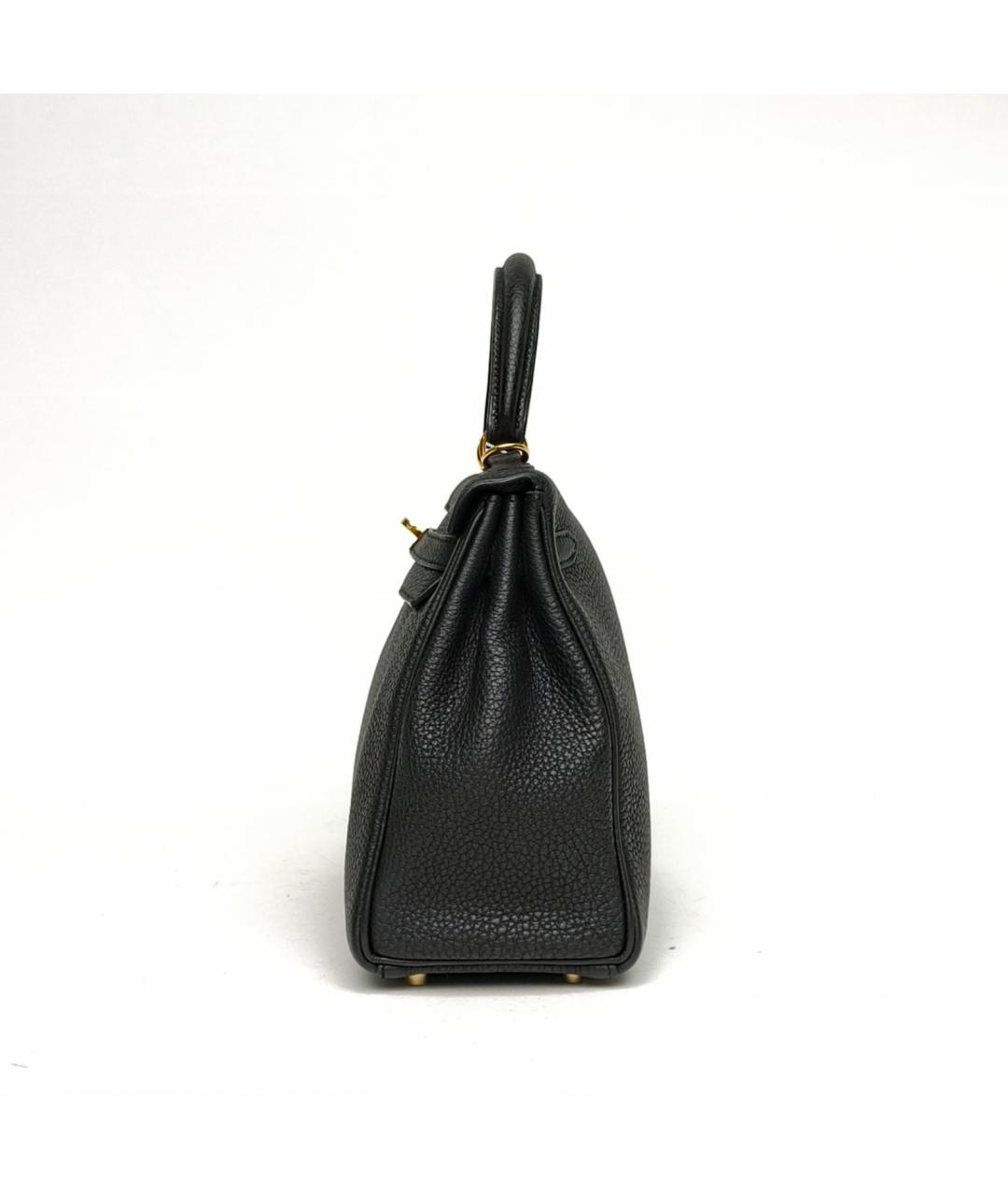 HERMES Черная кожаная сумка с короткими ручками, фото 3