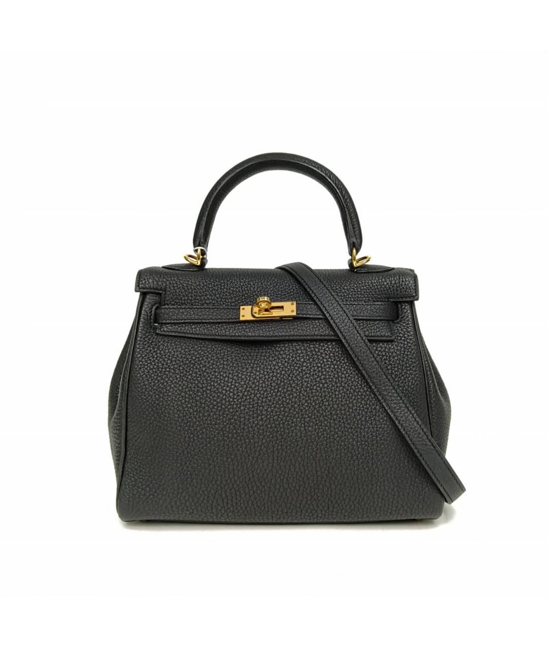 HERMES Черная кожаная сумка с короткими ручками, фото 2