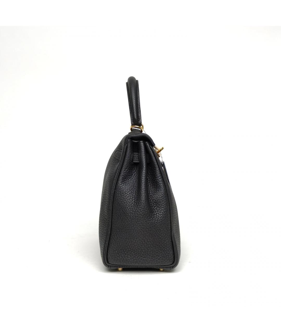 HERMES Черная кожаная сумка с короткими ручками, фото 5