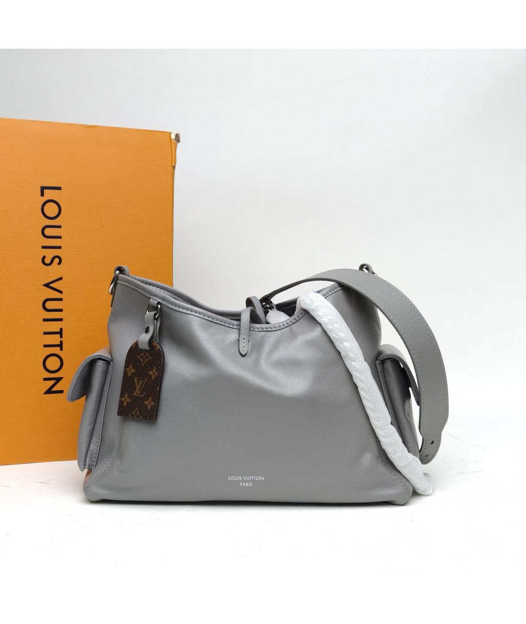 LOUIS VUITTON Серая кожаная сумка через плечо, фото 8