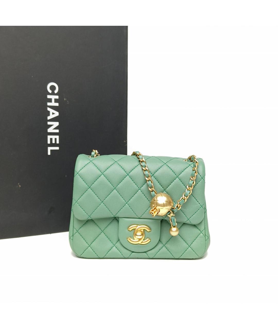 CHANEL Зеленая кожаная сумка через плечо, фото 9