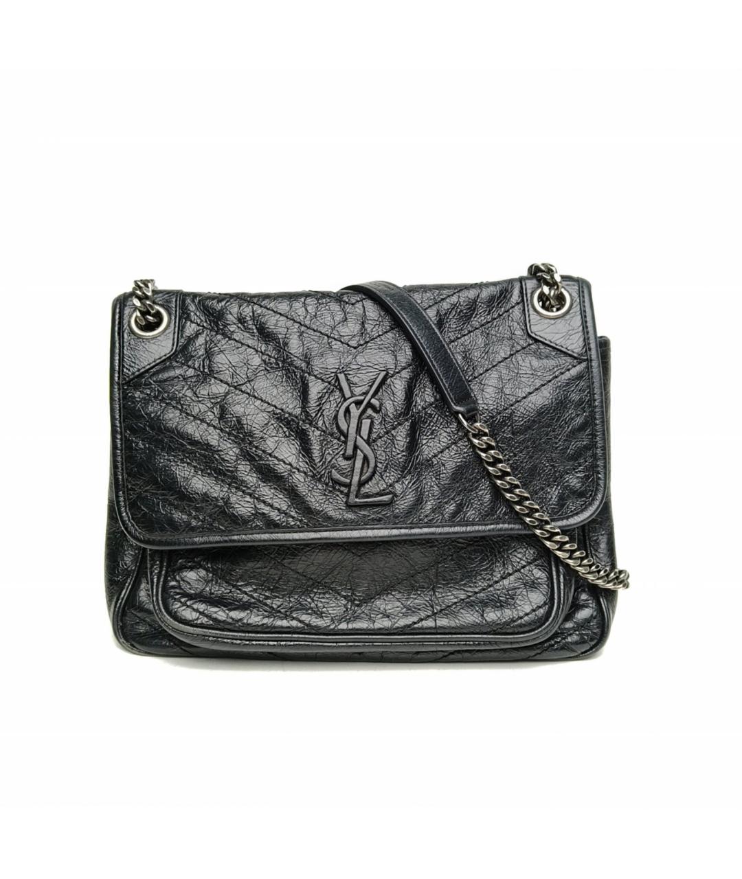 SAINT LAURENT Черная кожаная сумка через плечо, фото 2