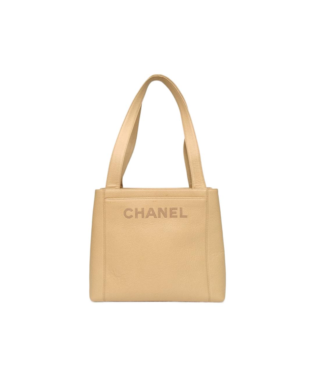 CHANEL Бежевая кожаная сумка через плечо, фото 9