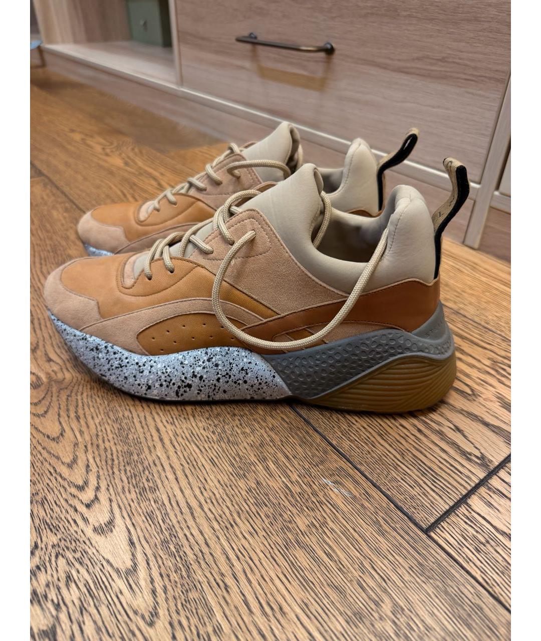 STELLA MCCARTNEY Бежевые кожаные кроссовки, фото 5