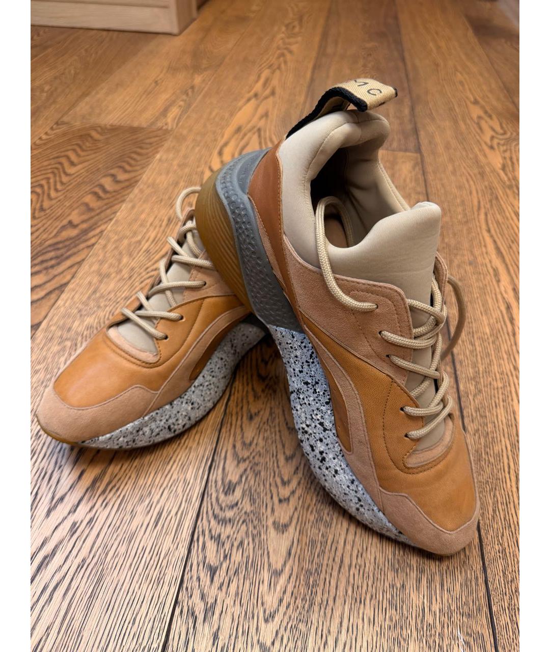 STELLA MCCARTNEY Бежевые кожаные кроссовки, фото 2