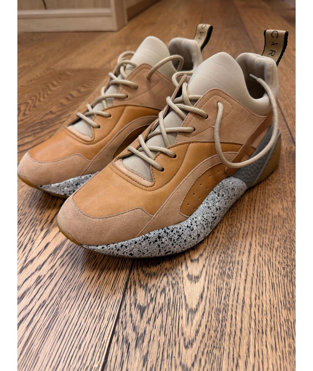 STELLA MCCARTNEY Бежевые кожаные кроссовки, фото 3