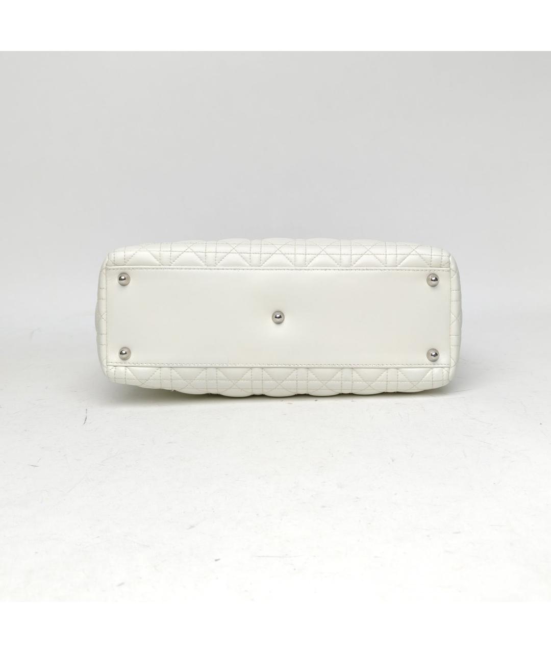 CHRISTIAN DIOR Белая кожаная сумка с короткими ручками, фото 6