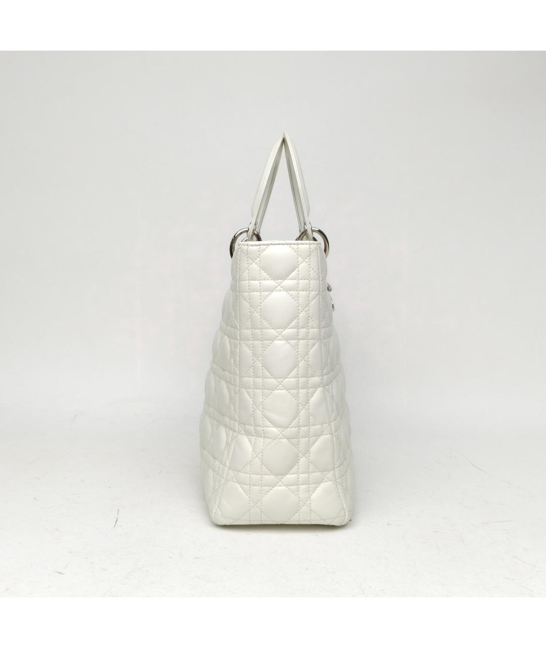 CHRISTIAN DIOR Белая кожаная сумка с короткими ручками, фото 5