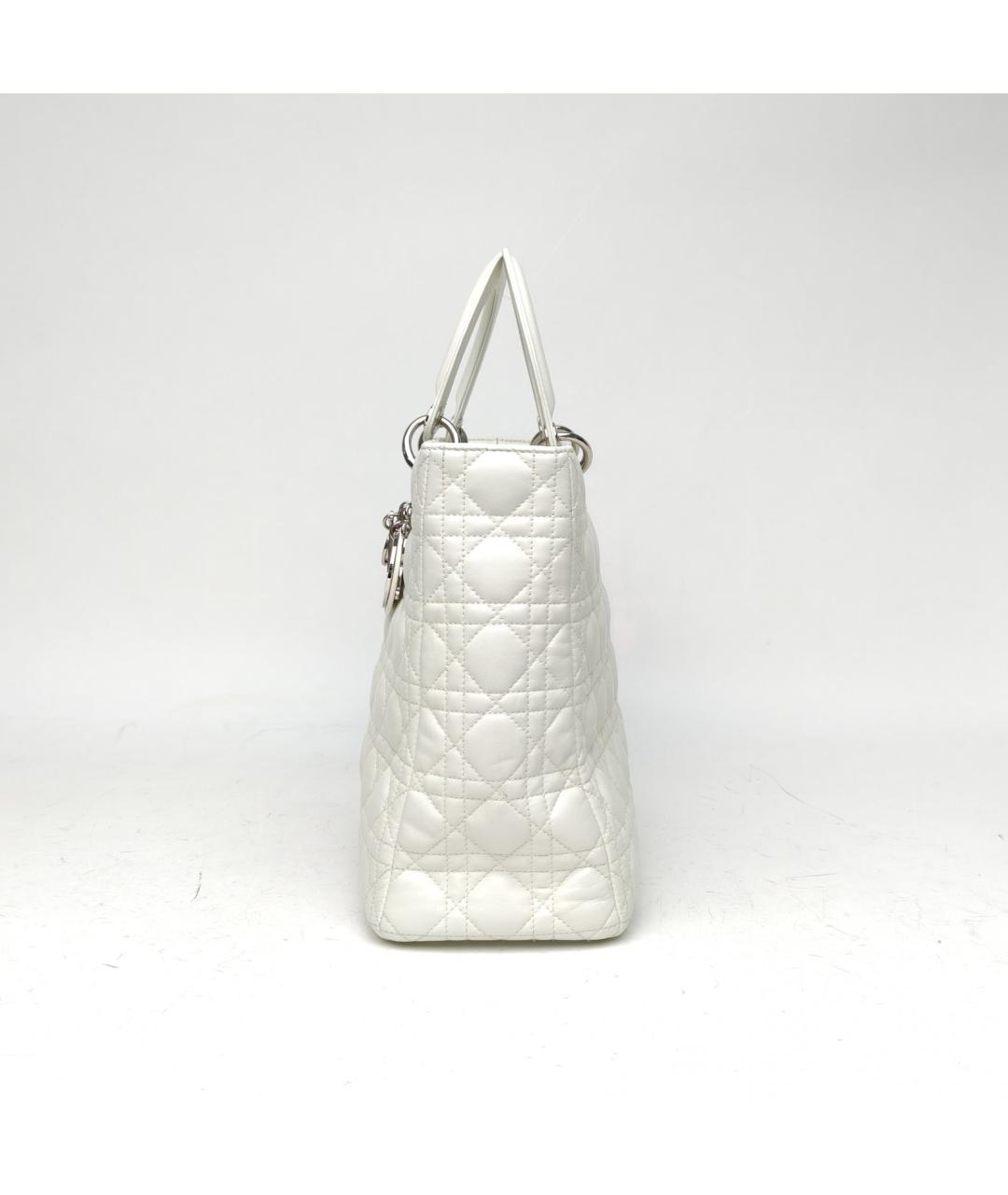 CHRISTIAN DIOR Белая кожаная сумка с короткими ручками, фото 3