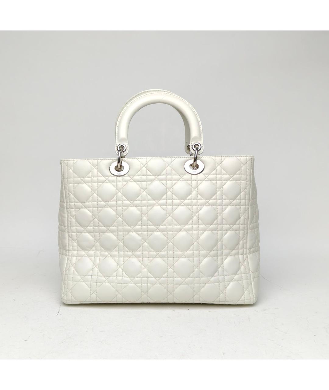 CHRISTIAN DIOR Белая кожаная сумка с короткими ручками, фото 4