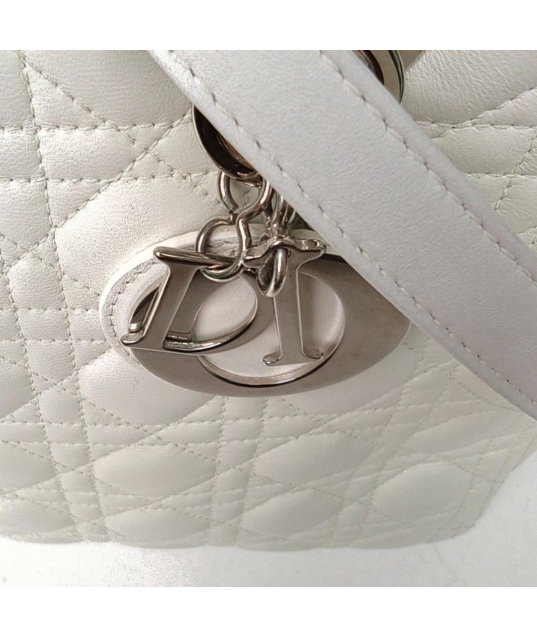 CHRISTIAN DIOR Белая кожаная сумка с короткими ручками, фото 8
