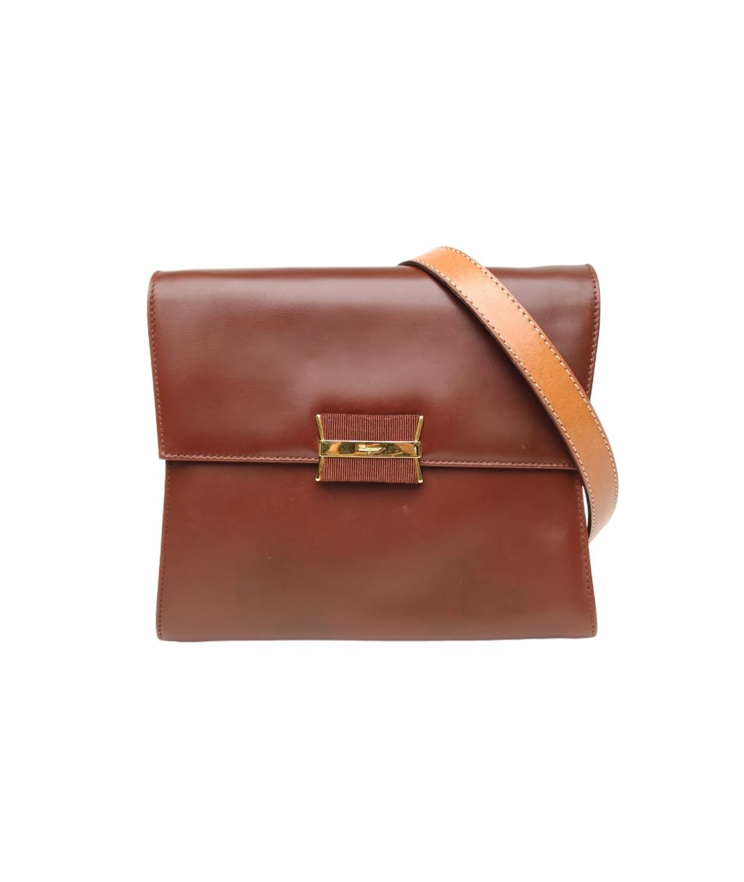 FERRAGAMO Коричневая кожаная сумка через плечо, фото 10