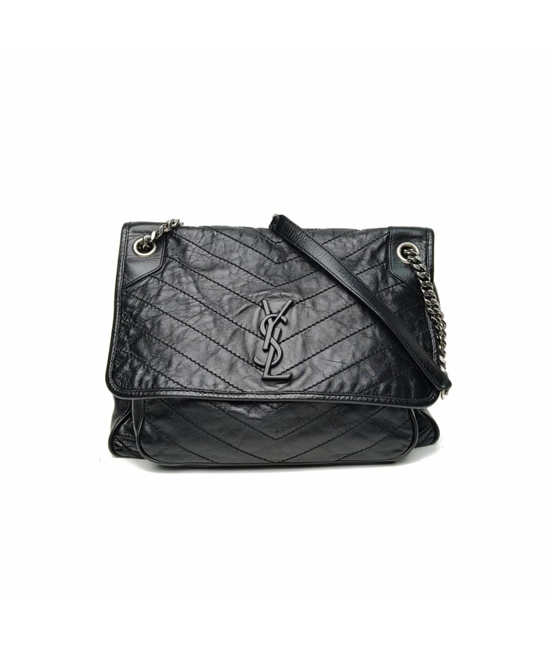 SAINT LAURENT Черная кожаная сумка через плечо, фото 2