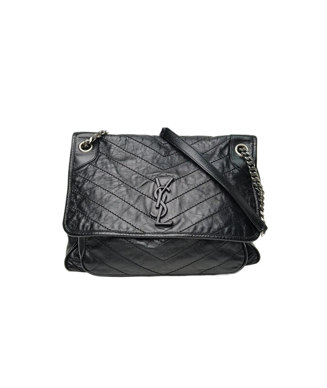 SAINT LAURENT Черная кожаная сумка через плечо, фото 10