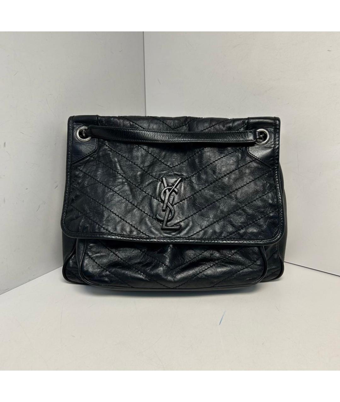 SAINT LAURENT Черная кожаная сумка через плечо, фото 8