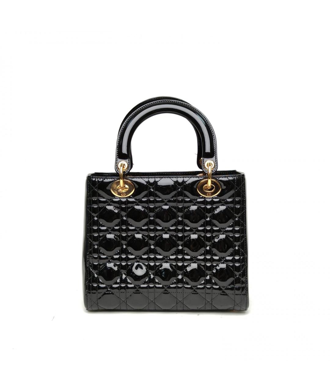 CHRISTIAN DIOR Черная сумка через плечо из лакированной кожи, фото 4