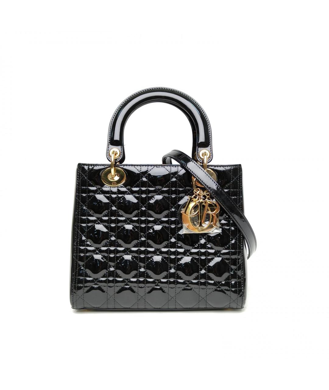 CHRISTIAN DIOR Черная сумка через плечо из лакированной кожи, фото 2