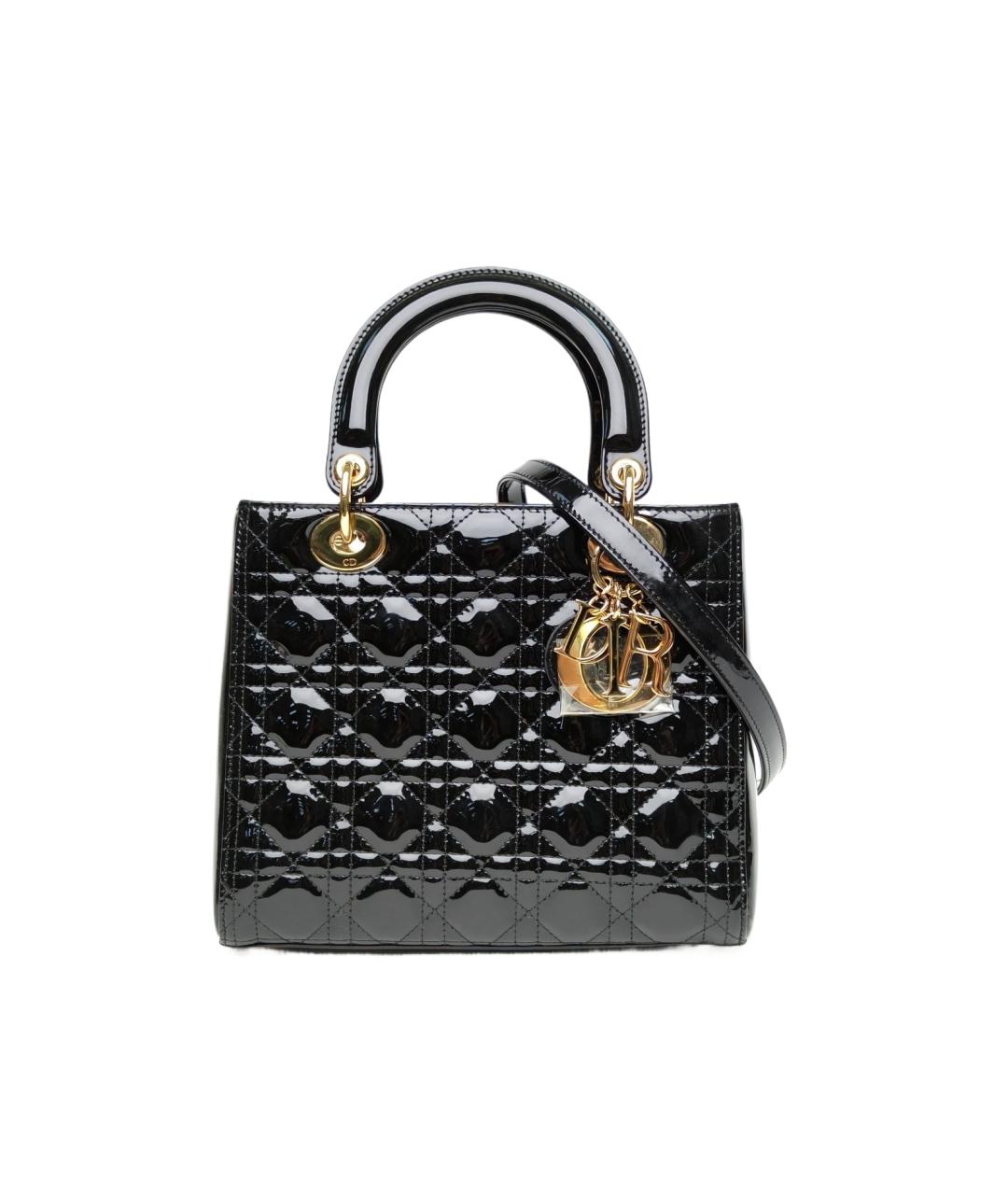 CHRISTIAN DIOR Черная сумка через плечо из лакированной кожи, фото 9