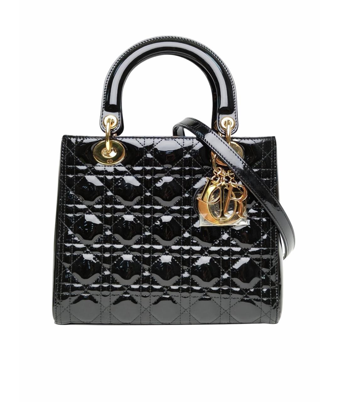 CHRISTIAN DIOR Черная сумка через плечо из лакированной кожи, фото 1